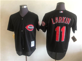 Cincinnati Reds #11 Barry Larkin Throwback Black Jersey