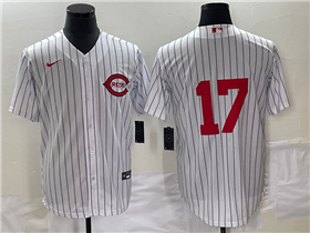 Cincinnati Reds #17 Chris Sabo Vintage White Pinstripe Jersey