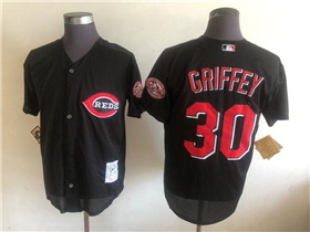 Cincinnati Reds #30 Ken Griffey Jr. Throwback Black Jersey