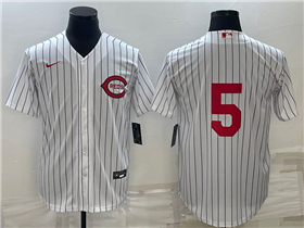 Cincinnati Reds #5 Johnny Bench Vintage White Pinstripe Jersey