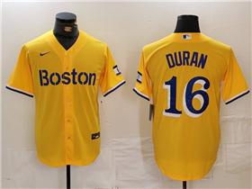 Boston Red Sox #16 Jarren Duran Gold with Name City Connect Limited Jersey