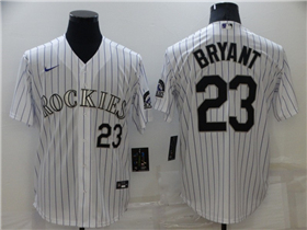 Colorado Rockies #23 Kris Bryant White Cool Base Jersey