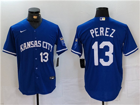 Kansas City Royals #13 Salvador Perez Royal Blue Limited Jersey