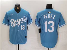 Kansas City Royals #13 Salvador Perez Light Blue Limited Jersey