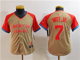 American League #7 Bobby Witt Jr. Youth Cream 2024 MLB All-Star Game Limited Jersey