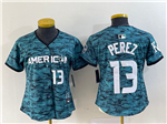 American League Kansas City Royals #13 Salvador Perez Women's Teal 2023 MLB All-Star Game Jersey