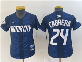 Detroit Tigers #24 Miguel Cabrera Youth Navy 2024 City Connect Limited Jersey