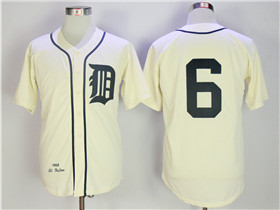 Detroit Tigers #6 Al Kaline 1968 Throwback Cream Jersey