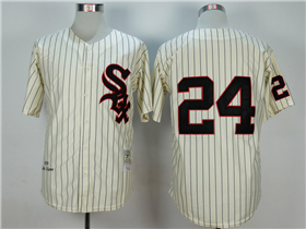 Chicago White Sox #24 Early Wynn 1959 Throwback Cream Pinstripe Jersey