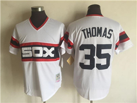 Chicago White Sox #35 Frank Thomas Throwback White Pullover Jersey