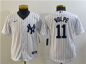 New York Yankees #11 Anthony Volpe Youth White Cool Base Jersey