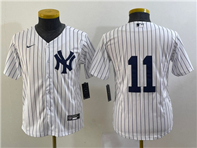 New York Yankees #11 Anthony Volpe Youth White Without Name Cool Base Jersey