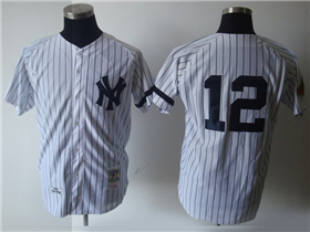 New York Yankees #12 Wade Boggs 1996 Throwback White Pinstripe Jersey