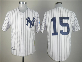 New York Yankees #15 Thurman Munson Throwback White Pinstripe Jersey