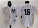 New York Yankees #16 Whitey Ford White Without Name Jersey 