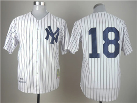 New York Yankees #18 Don Larsen 1956 Throwback White Pinstripe Jersey