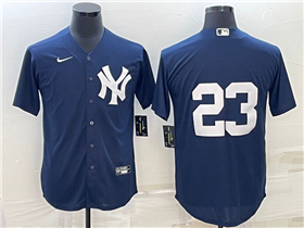 New York Yankees #23 Don Mattingly Navy Without Name Cool Base Jersey