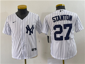 New York Yankees #27 Giancarlo Stanton Youth White Cool Base Jersey
