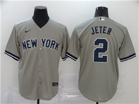 New York Yankees #2 Derek Jeter Gray Cool Base Jersey