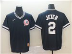 New York Yankees #2 Derek Jeter Navy Throwback Jersey