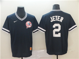 New York Yankees #2 Derek Jeter Navy Throwback Jersey