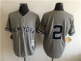 New York Yankees #2 Derek Jeter Throwback Gray Jersey