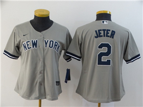 New York Yankees #2 Derek Jeter Women's Gray Cool Base Jersey