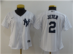 New York Yankees #2 Derek Jeter Women's White Cool Base Jersey