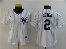 New York Yankees #2 Derek Jeter Women's White Cool Base Jersey