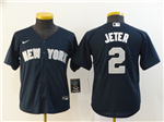 New York Yankees #2 Derek Jeter Youth Navy Cool Base Jersey
