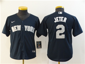 New York Yankees #2 Derek Jeter Youth Navy Cool Base Jersey