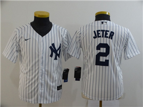 New York Yankees #2 Derek Jeter Youth White Cool Base Jersey
