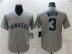 New York Yankees #3 Babe Ruth Gray Cooperstown Collection Jersey