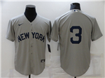 New York Yankees #3 Babe Ruth Gray Away Limited Jersey