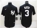 New York Yankees #3 Babe Ruth Black Fashion Cool Base Jersey 