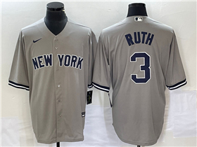 New York Yankees #3 Babe Ruth Gray Cool Base Jersey