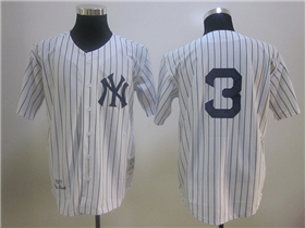 New York Yankees #3 Babe Ruth 1929 Throwback White Pinstripe Jersey