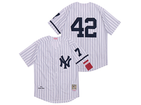 New York Yankees #42 Mariano Rivera 1995 Throwback White Pinstripe Jersey