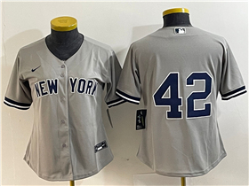 New York Yankees #42 Mariano Rivera Women's Gray Without Name Cool Base Jersey