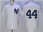 New York Yankees #44 Reggie Jackson 1977 White Pinstripe Throwback Jersey