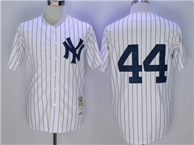 New York Yankees #44 Reggie Jackson 1977 White Pinstripe Throwback Jersey