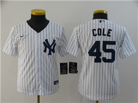 New York Yankees #45 Gerrit Cole Youth White Cool Base Jersey