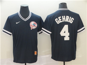 New York Yankees #4 Lou Gehrig Navy Throwback Jersey