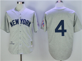 New York Yankees #4 Lou Gehrig 1939 Throwback Gray Jersey