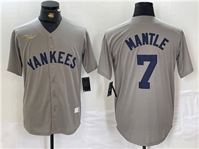 New York Yankees #7 Mickey Mantle Gray Cooperstown Collection Jersey