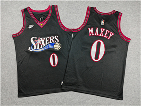 Philadelphia 76ers #0 Tyrese Maxey Youth 2025-26 Black Classic Edition Swingman Jersey