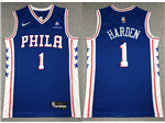 Philadelphia 76ers #1 James Harden Blue Swingman Jersey