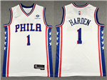 Philadelphia 76ers #1 James Harden White Swingman Jersey