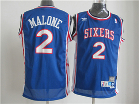 Philadelphia 76ers #2 Moses Malone Blue Hardwood Classics Jersey