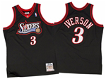 Philadelphia 76ers #3 Allen Iverson 1997-98 Black Hardwood Classics Jersey